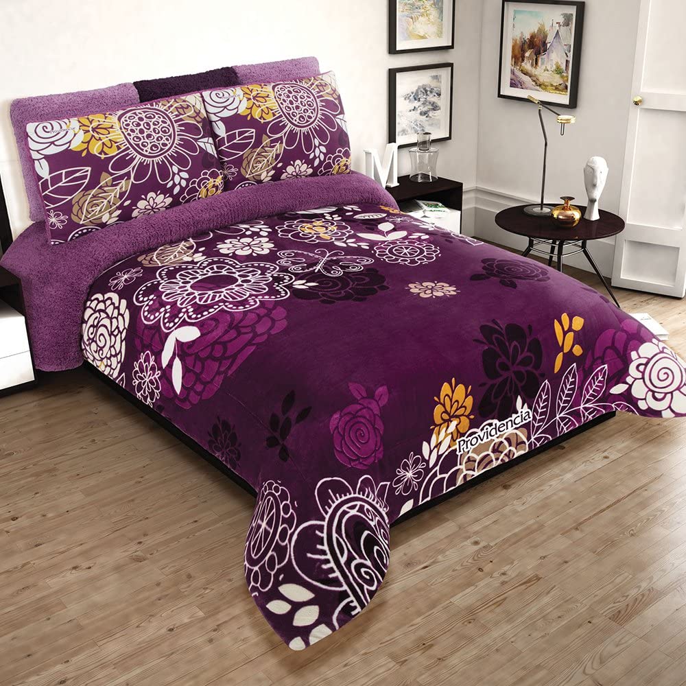 Cobertor con Borrega Matrimonial Morado Zoe Providencia