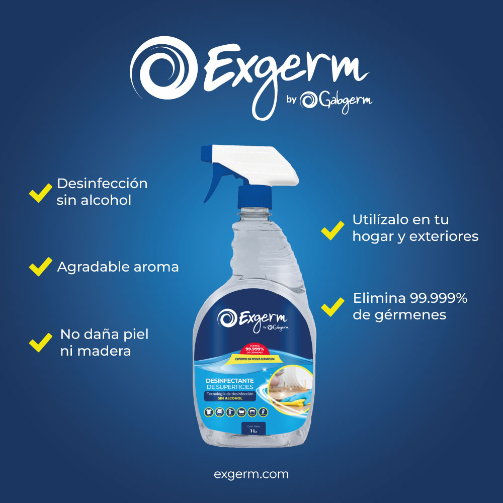 Desinfectante Superficies Sin Alcohol Exgerm 1,000 ml