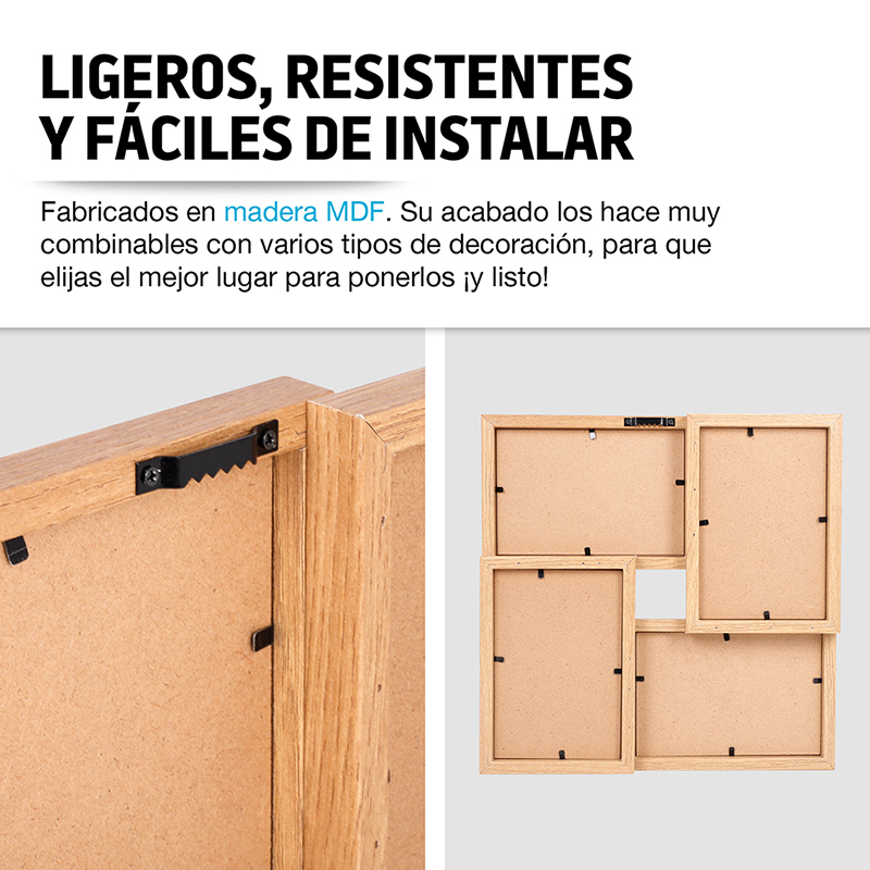 2 Marcos para Fotos de Madera 4 Fotos 10x15cm Redlemon