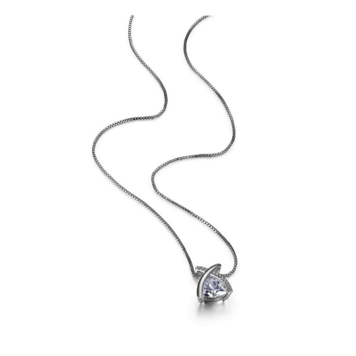 ELLE Collar "RIVER" Plata Esterlina 925 Rodiada (Plata 925 con baño de rodio) Zirconia Cubica para Mujer, mide 45 cm de largo.