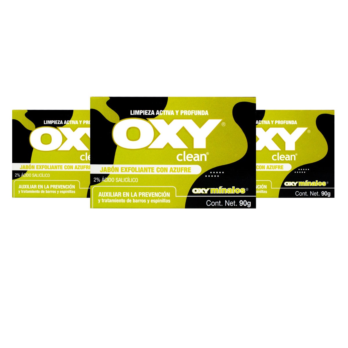 OXY clean jabón exfoliante con azufre Tripack 90g