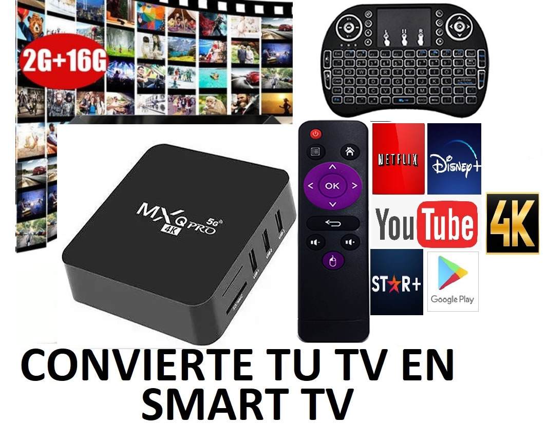 Smart Tv Box mxq Pro 4K 5G ,8gb Rom + Teclado, Android 10 , convierte tu TV en SMART TV Version Rapida