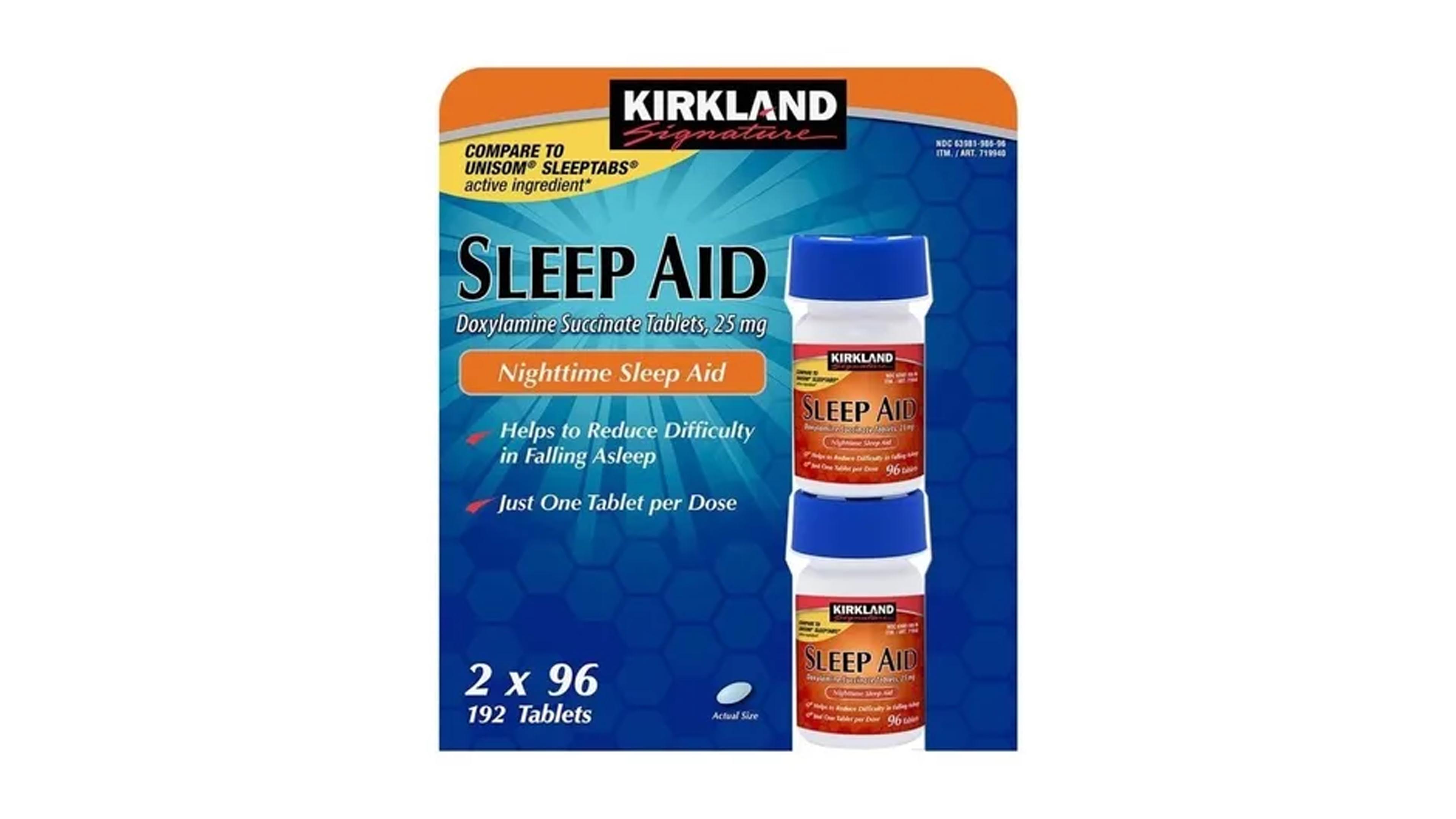 Sleep Aid 25mg Kirkland Signature Doxylamine Succionate 96 Tabletas 2 Frascos Auxilio Sueño Nocturno