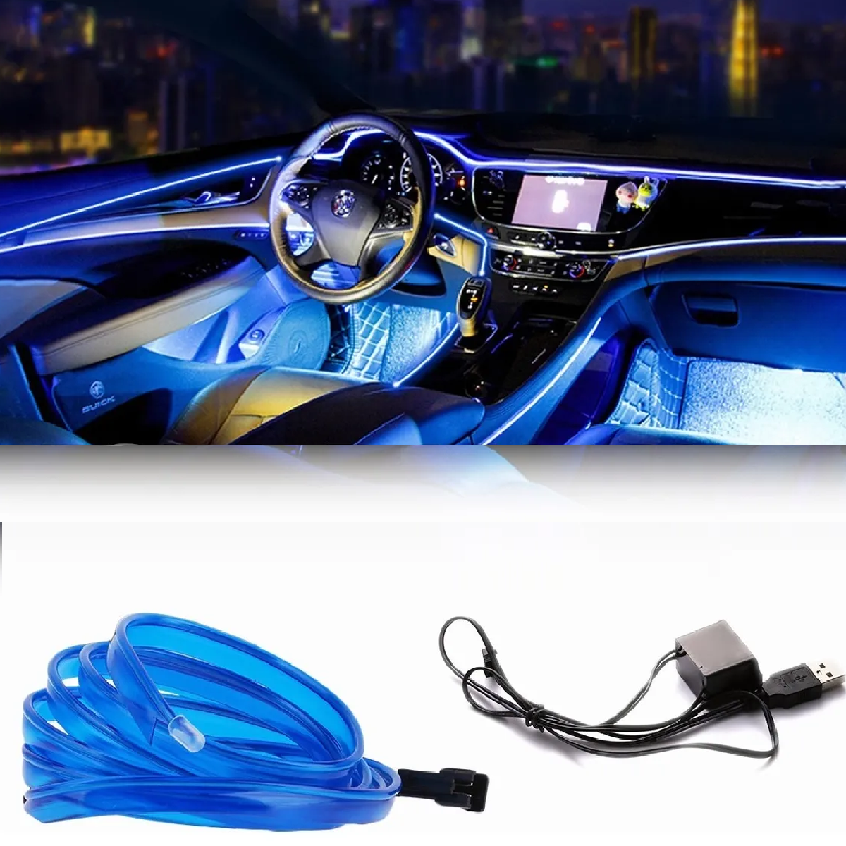 Wire Hilo 3m Luminoso Luz Neon Dj Cable Tron Led Tira Neon Azul