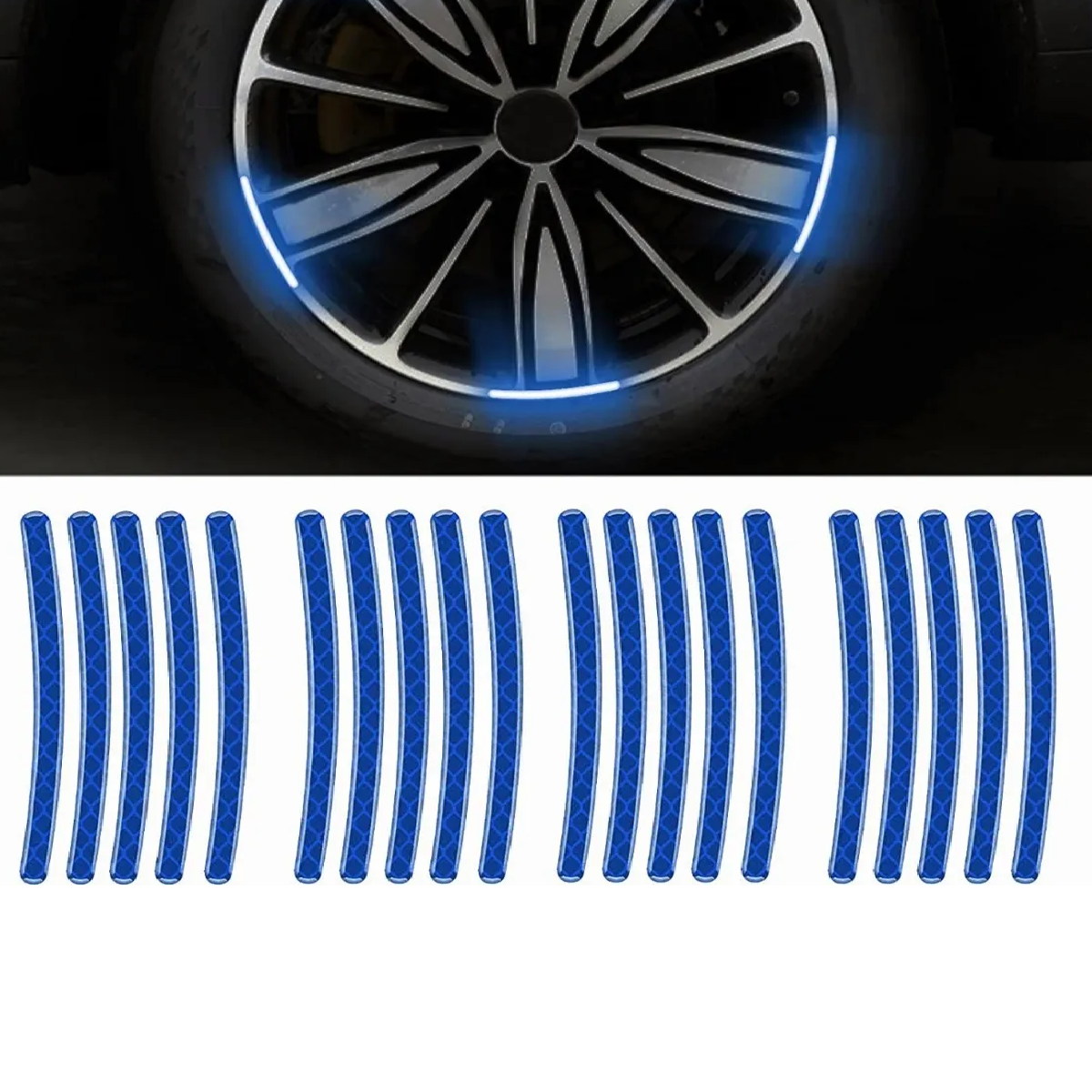 Pegatina Cintas Tiras Reflectivas Para Rin De Motos Coche Azul