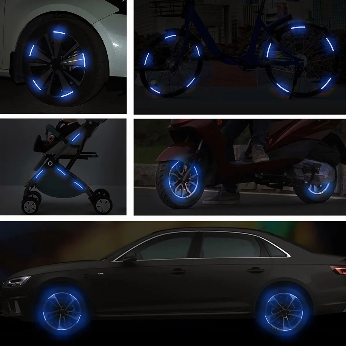Pegatina Cintas Tiras Reflectivas Para Rin De Motos Coche Azul