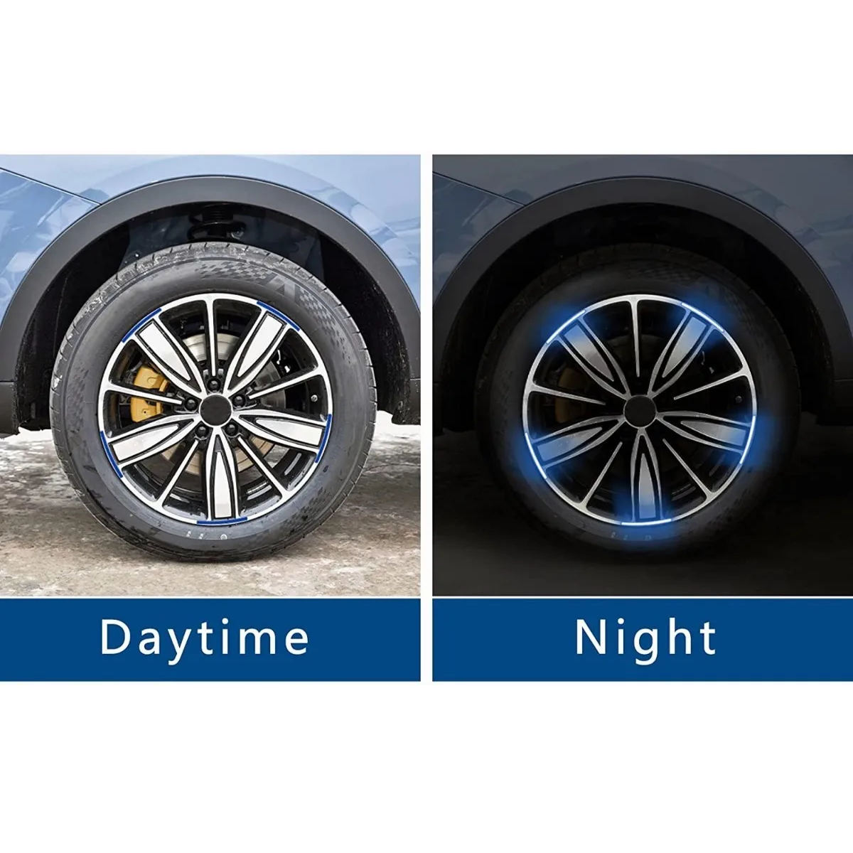 Pegatina Cintas Tiras Reflectivas Para Rin De Motos Coche Azul