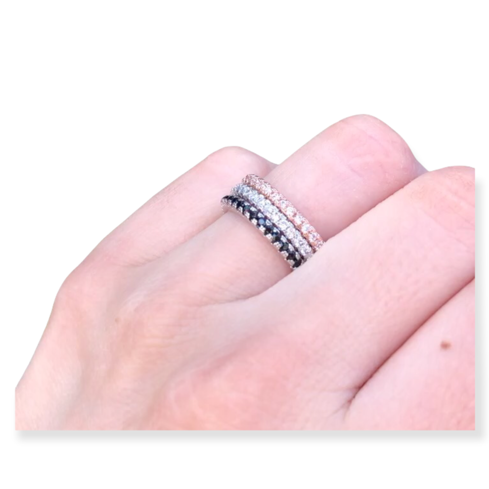 Trío De Churumbelas De Zirconía Cúbica Negro Plata 925 -Amour.