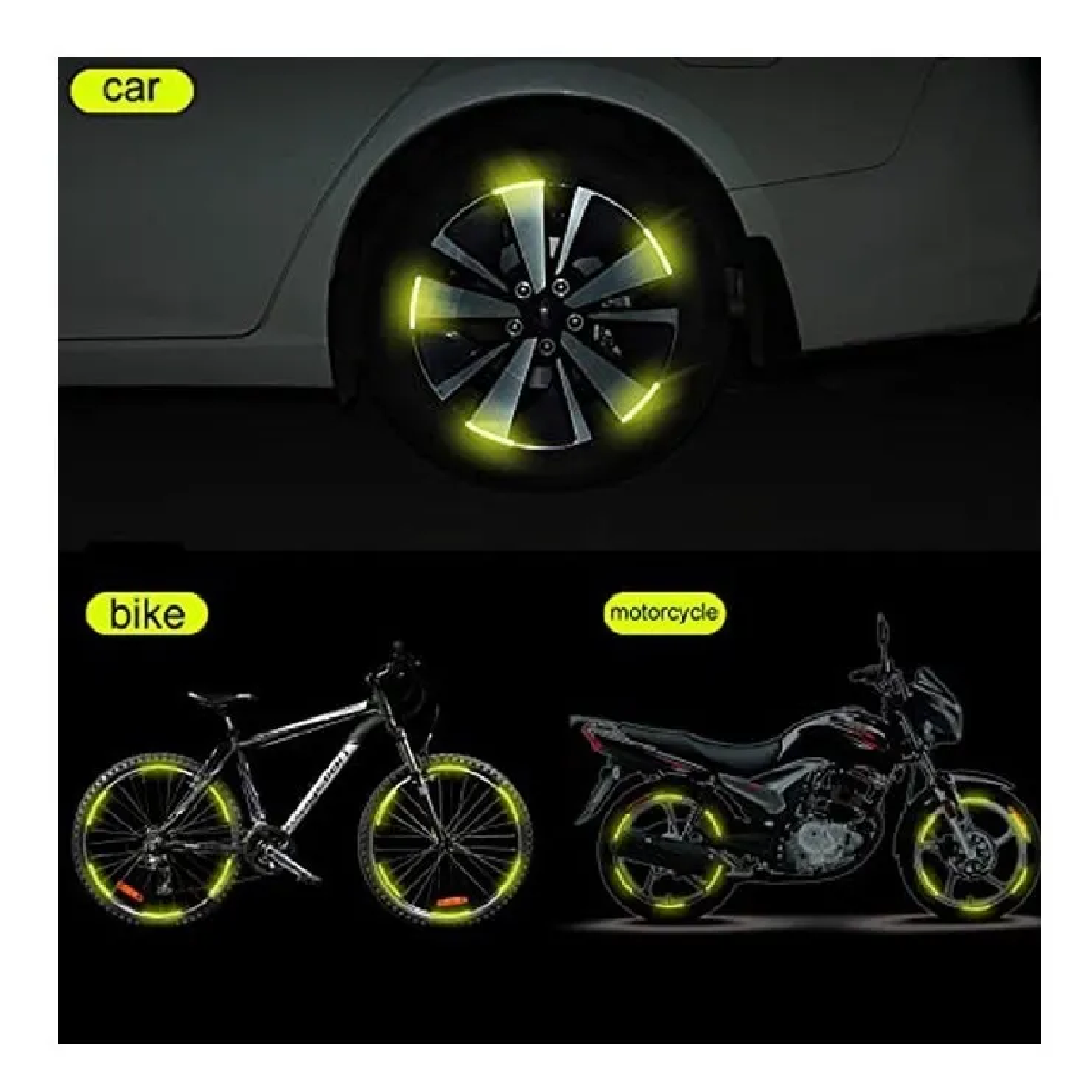 Pegatina Cintas Tiras Reflectivas Para Rin De Motos Coche Flourecente