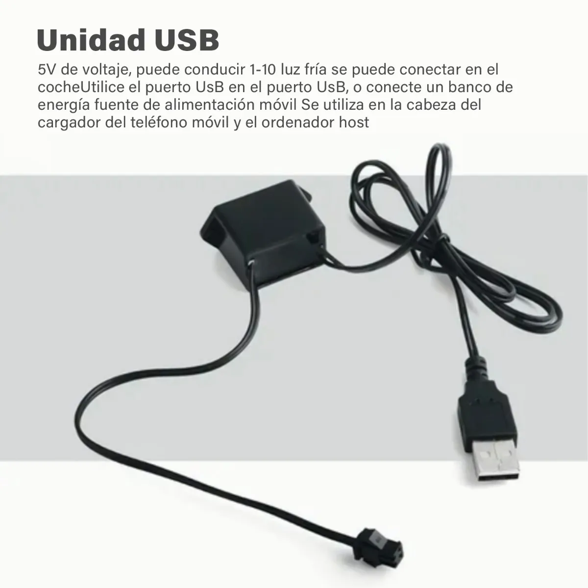 3m Luminoso Luz Neon Luces Led Para Autos Usb Interface Azul