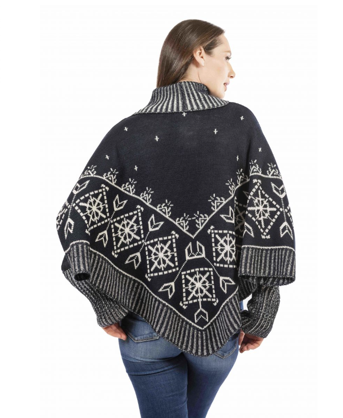 Poncho o Capa Unitalla para Mujer Cuello Redondo, diseño Étnico
