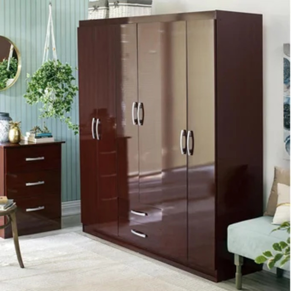 Closet de 6 Puertas y 2 Cajones en Melamina Home Collection-Café