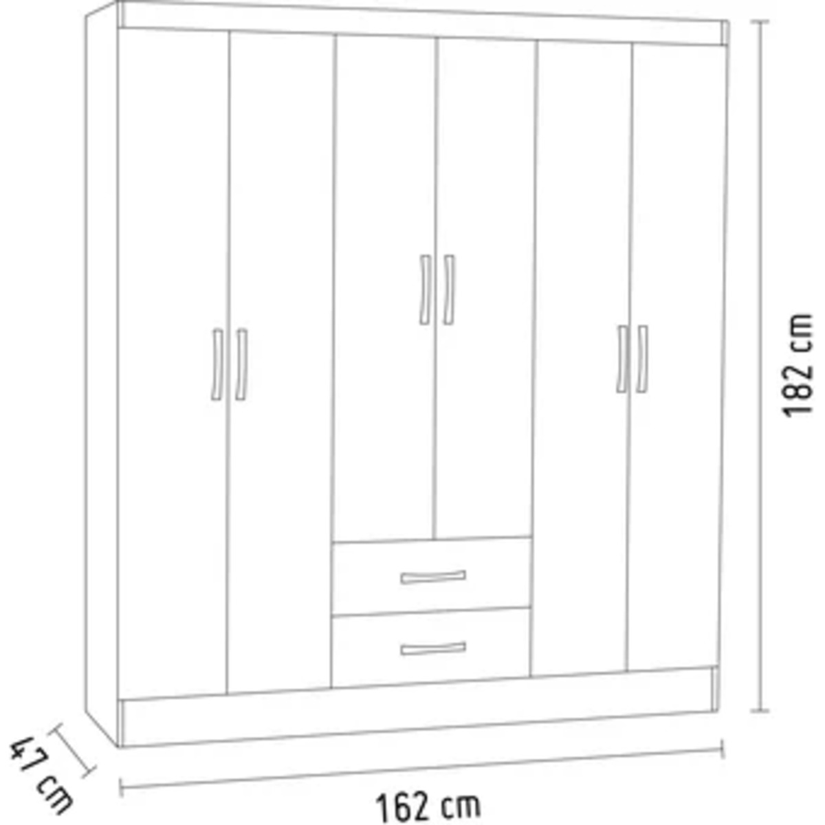 Closet de 6 Puertas y 2 Cajones en Melamina Home Collection-Café