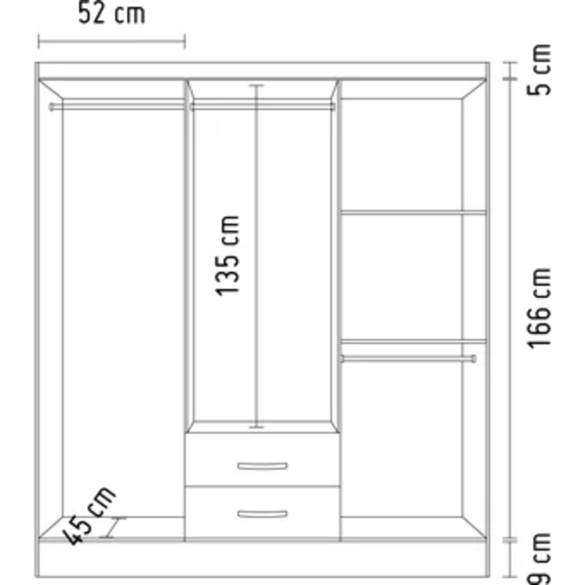 Closet de 6 Puertas y 2 Cajones en Melamina Home Collection-Café