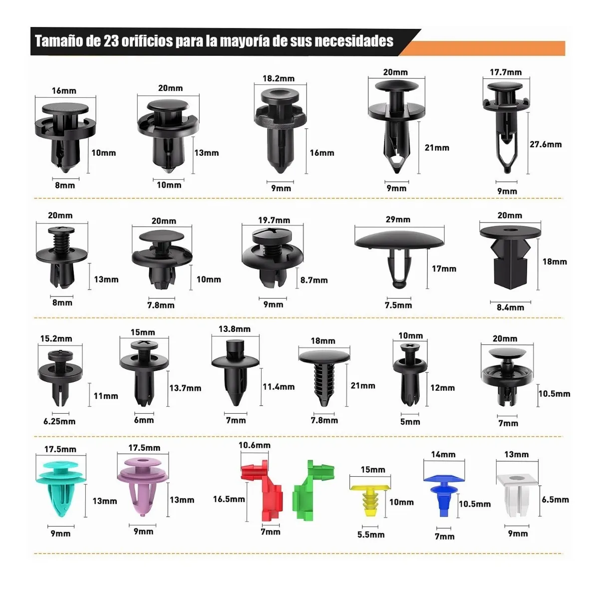 Kit De Remaches Y Clips De Plástico Para Auto 725 Piezas