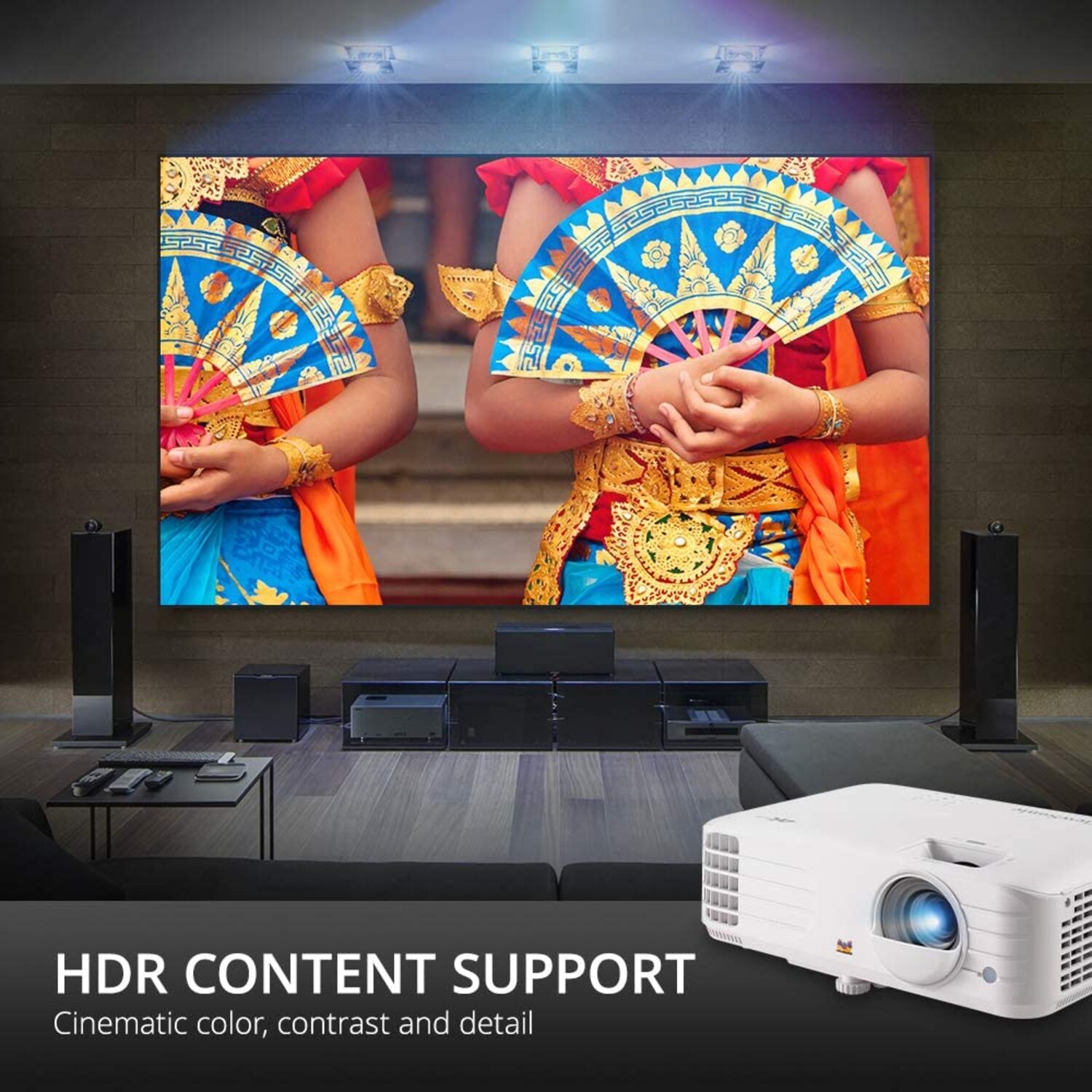 Proyector de cine en casa con HDR ViewSonic PX701 4K UHD 3200 lúmenes Netflix videoproyector 300"