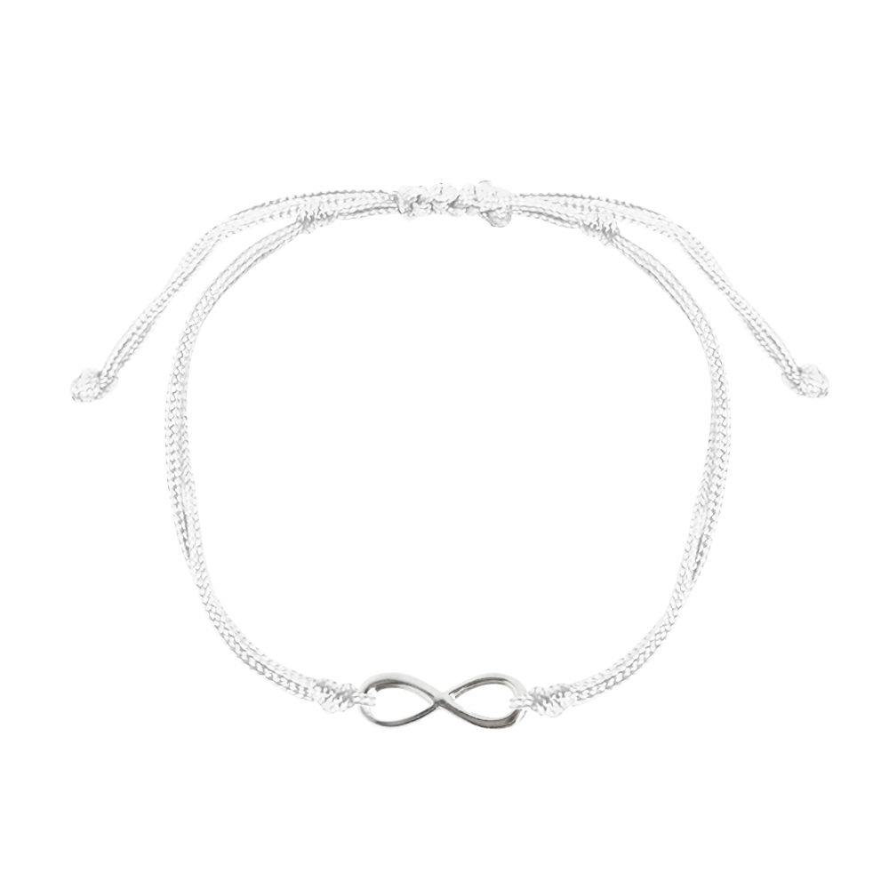 Set con 2 Pulseras de hilo con infinito de plata .925
