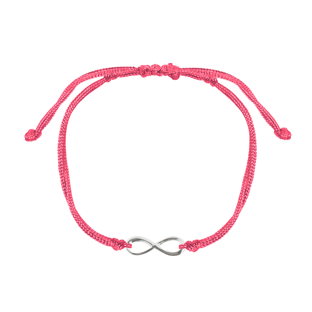 Set con 2 Pulseras de hilo con infinito de plata .925