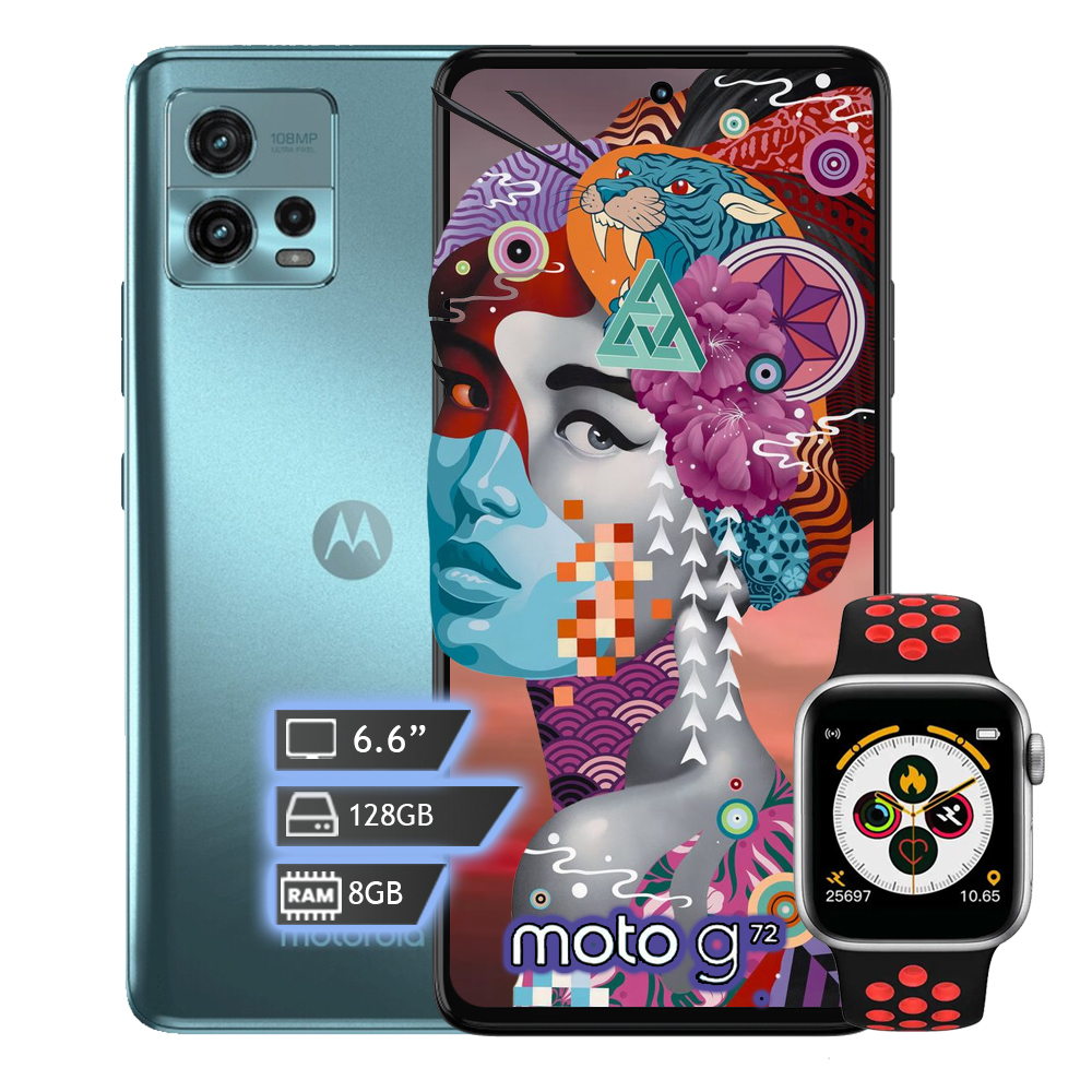Celular Motorola Moto G72  128GB  8GB Ram Dual Sim - Azul + smart watch