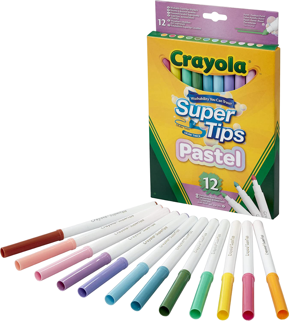 Super Tips Crayola Pastel 12 Plumones Punta Cónica