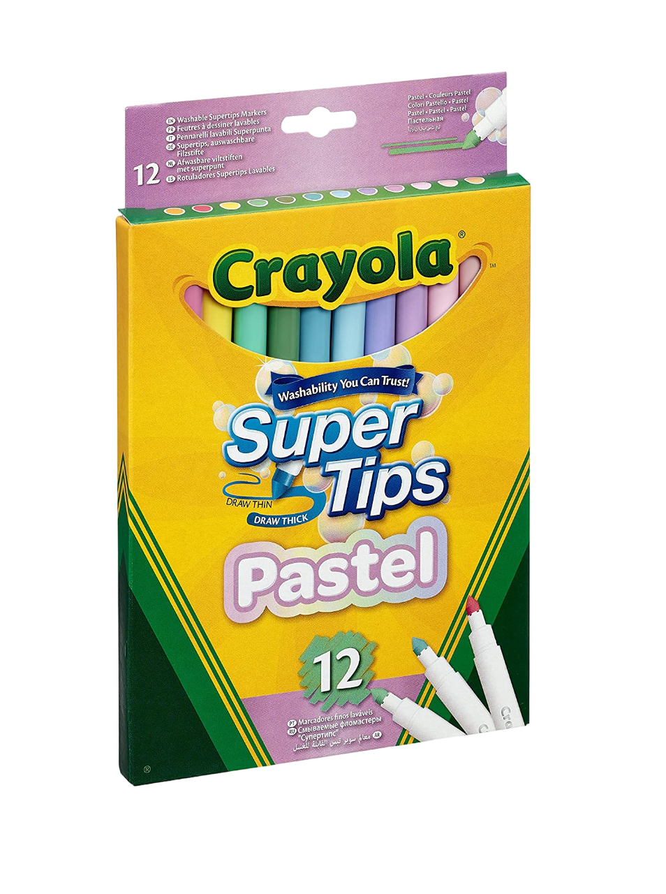 Super Tips Crayola Pastel 12 Plumones Punta Cónica