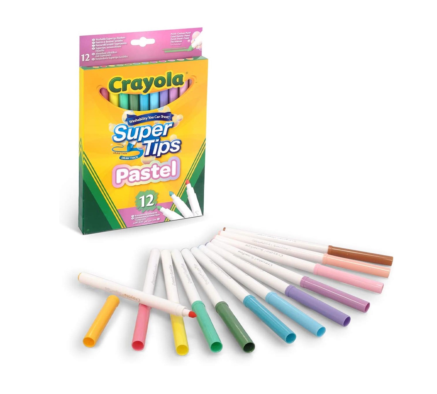 Super Tips Crayola Pastel 12 Plumones Punta Cónica
