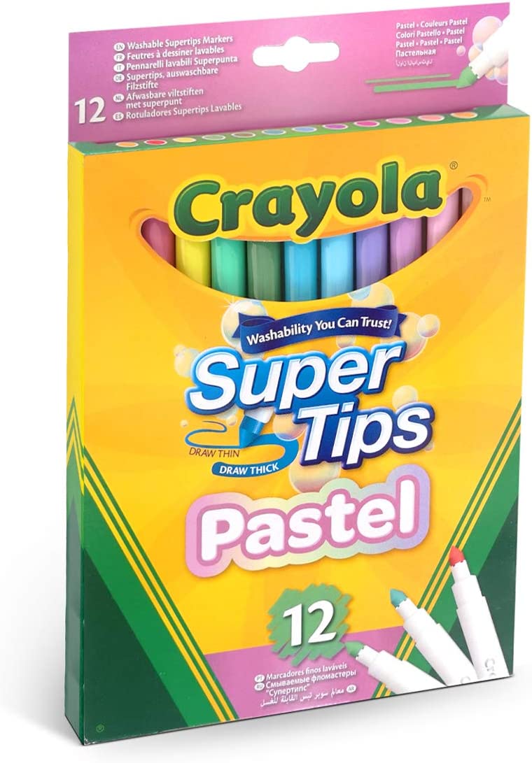 Super Tips Crayola Pastel 12 Plumones Punta Cónica
