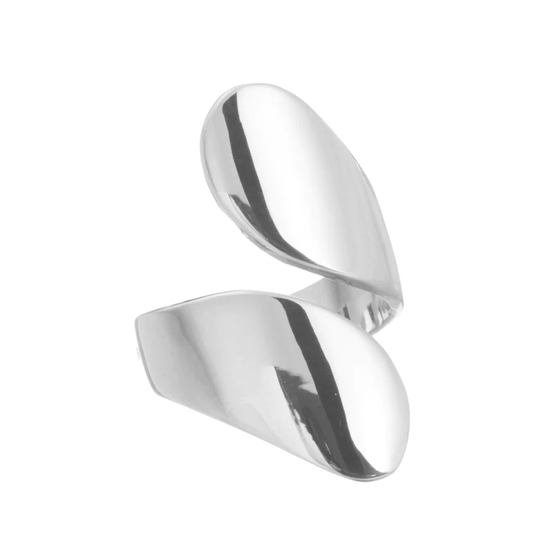 Anillo ajustable diseño dos hojas liso de plata ley .925 certificada