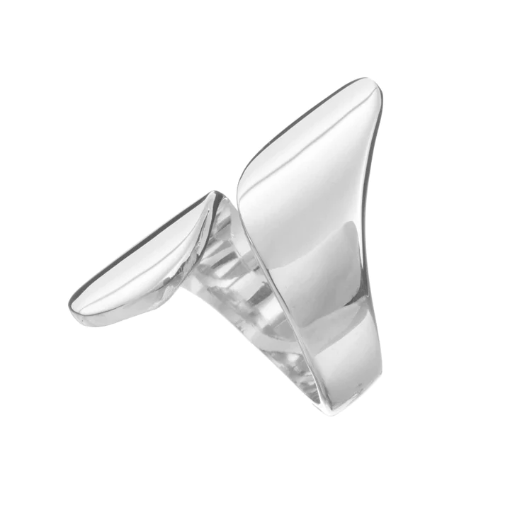 Anillo ajustable diseño dos hojas liso de plata ley .925 certificada