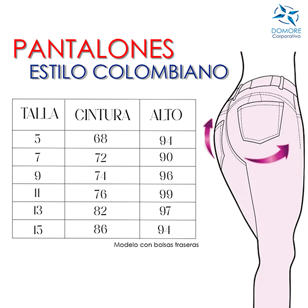 Pantalón de Mezclilla corte Colombiano Push Up