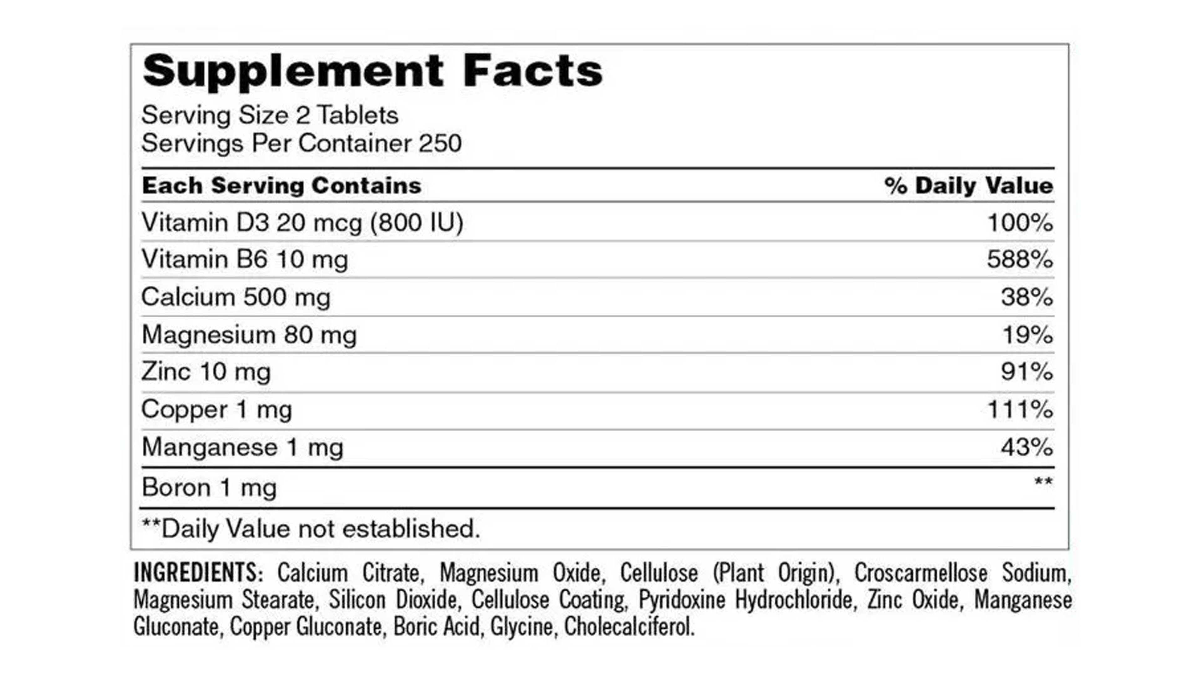 Citrato Calcio Magnesio Y Zinc Kirkland 500 Mg Con Vitamina D3