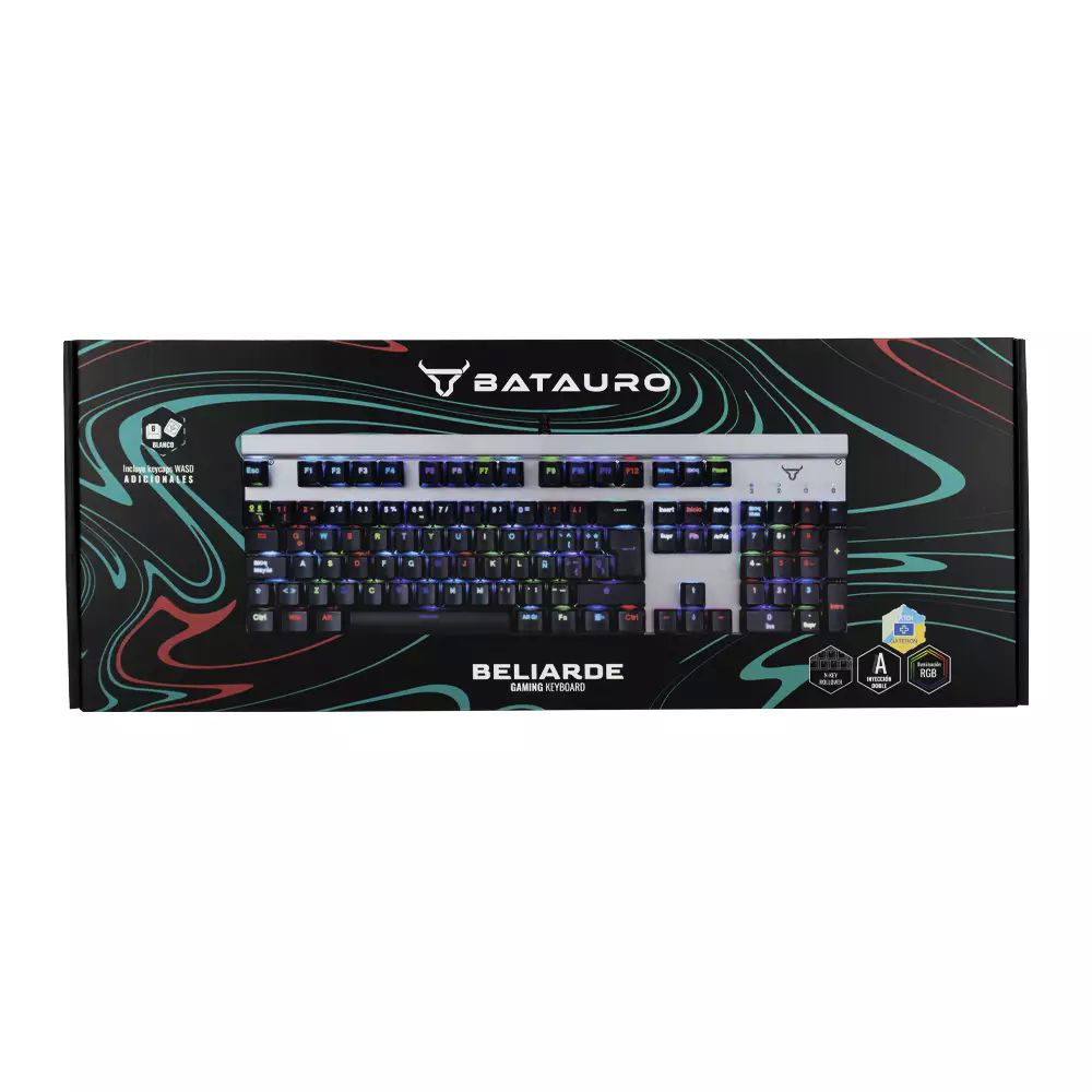 Teclado Gamer Batauro Beliarde Mecánico Switch Blue Blanco