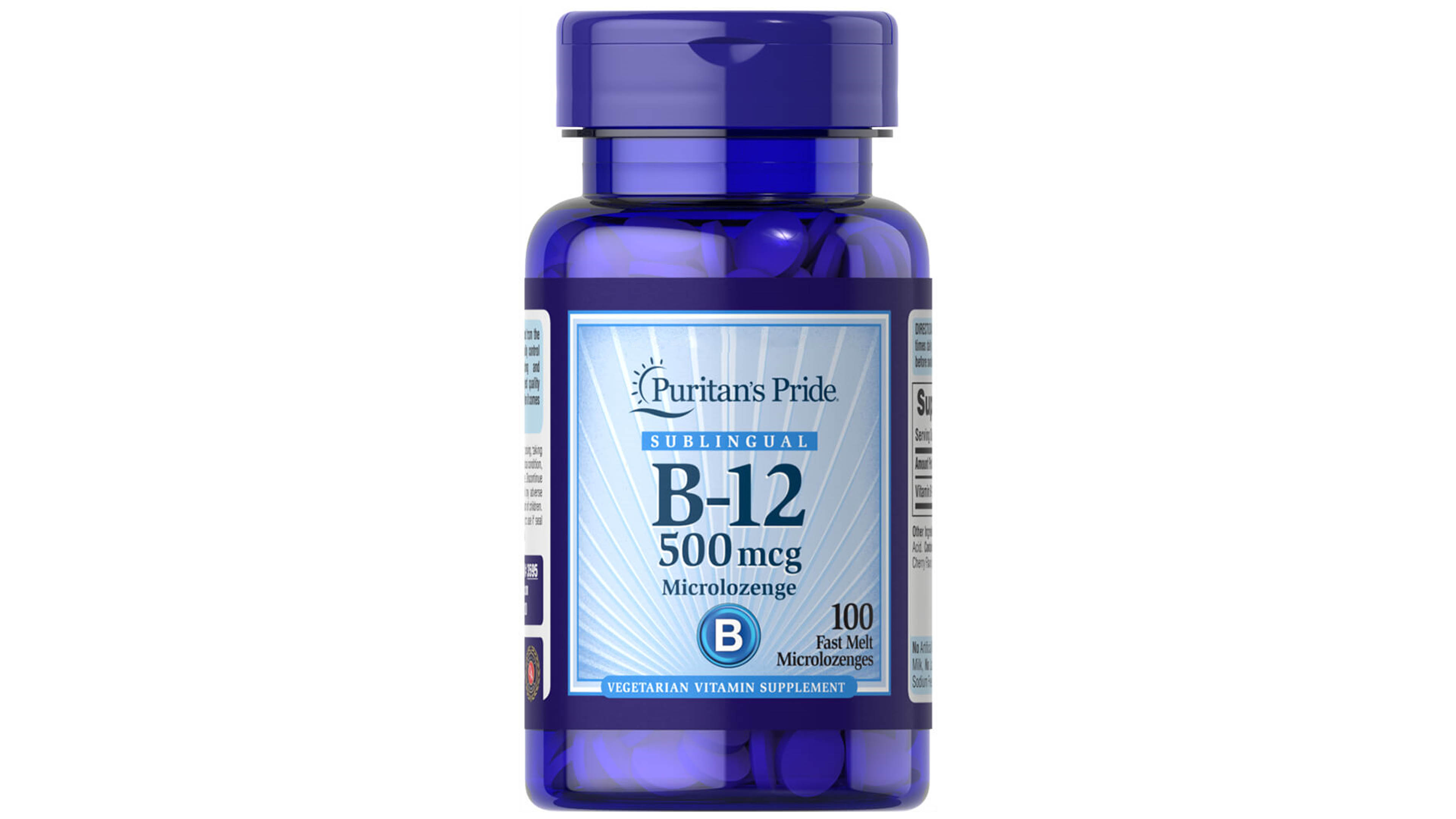 Vitamina B-12 Sublingual 500 Mg Puritans Pride Cianocobalamina 100 Micropastillas
