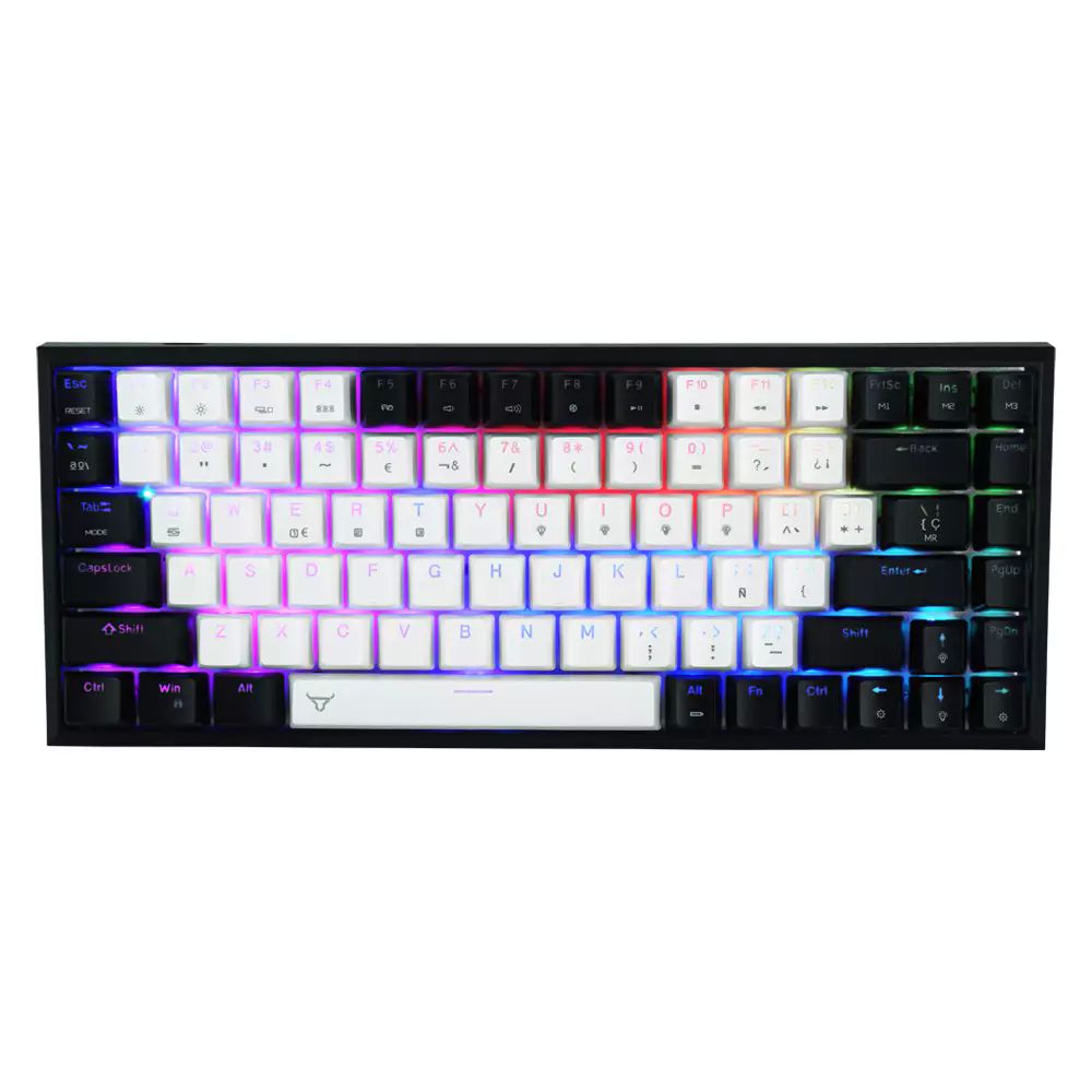 Teclado Gamer Batauro Boskar Mecánico 75% Switch Blue Bluetooth Negro