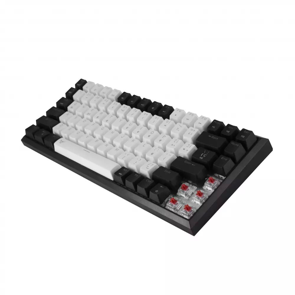 Teclado Gamer Batauro Boskar Mecánico 75% Switch Blue Bluetooth Negro