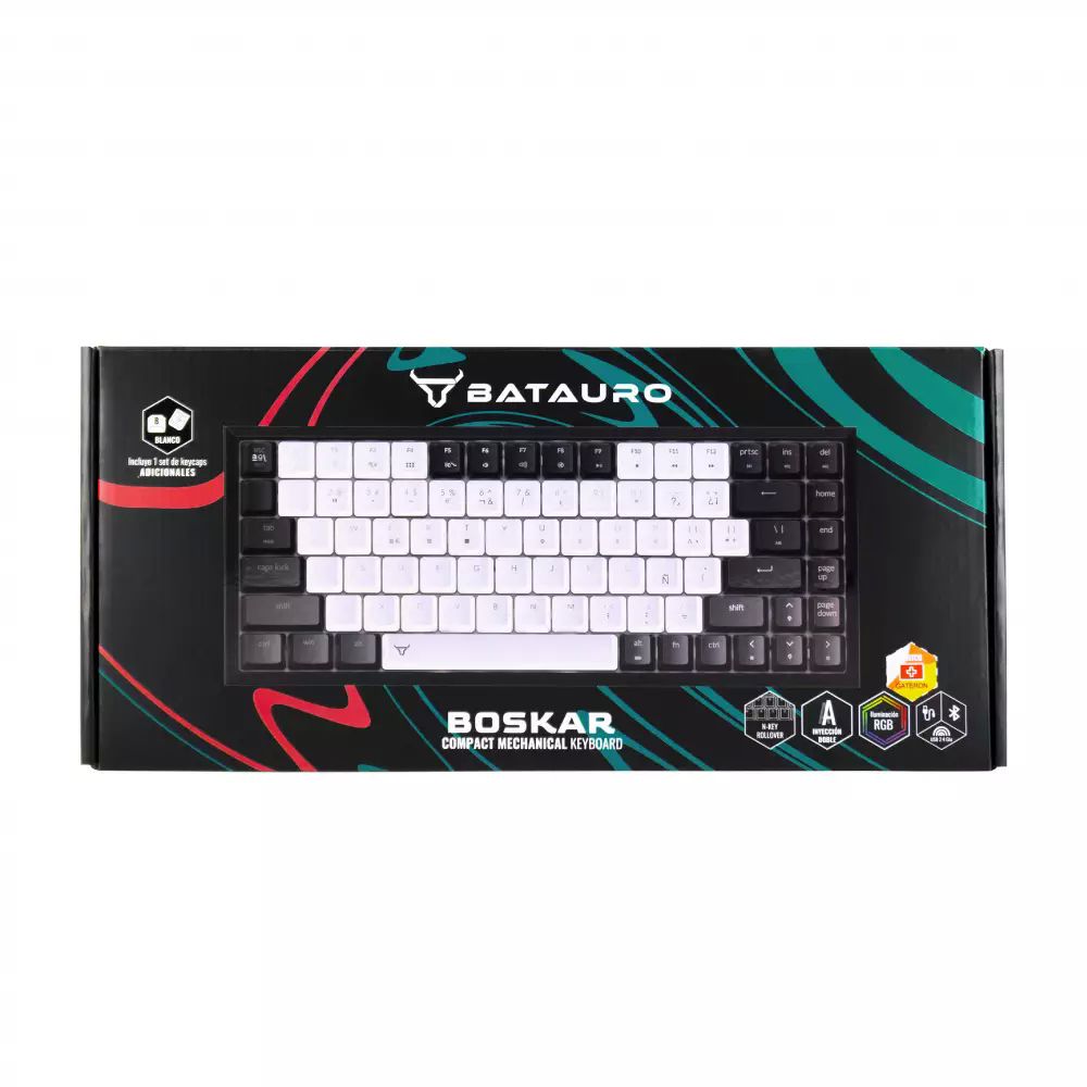 Teclado Gamer Batauro Boskar Mecánico 75% Switch Blue Bluetooth Negro