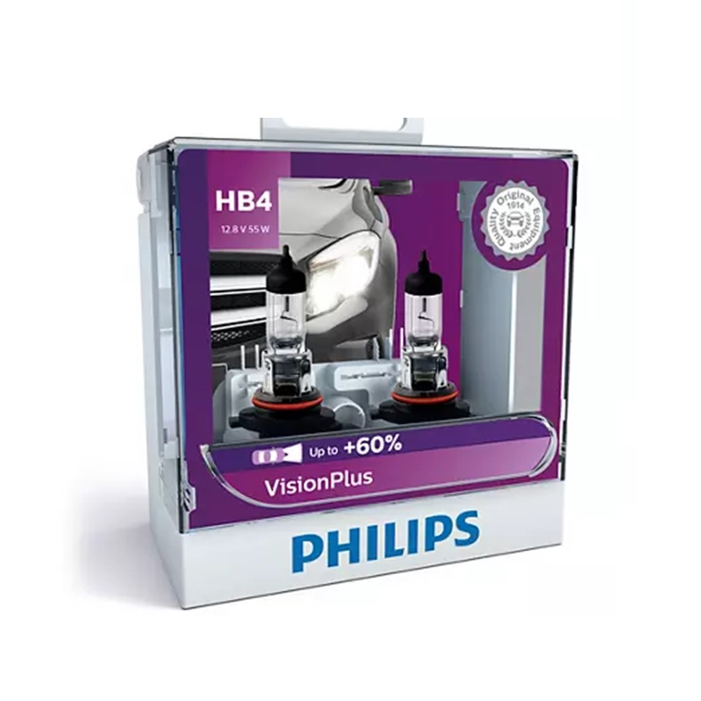 Kit Focos 9006 Philips Vision Plus 12v 55w 60% + Iluminación