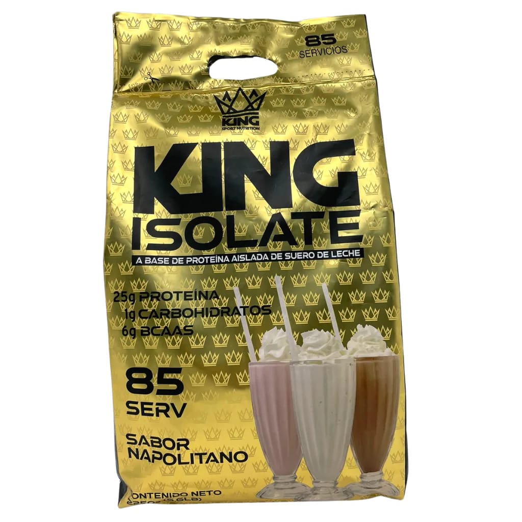 Proteína King Isolate aislado suero de leche 85 serv sabor cereal y vainilla
