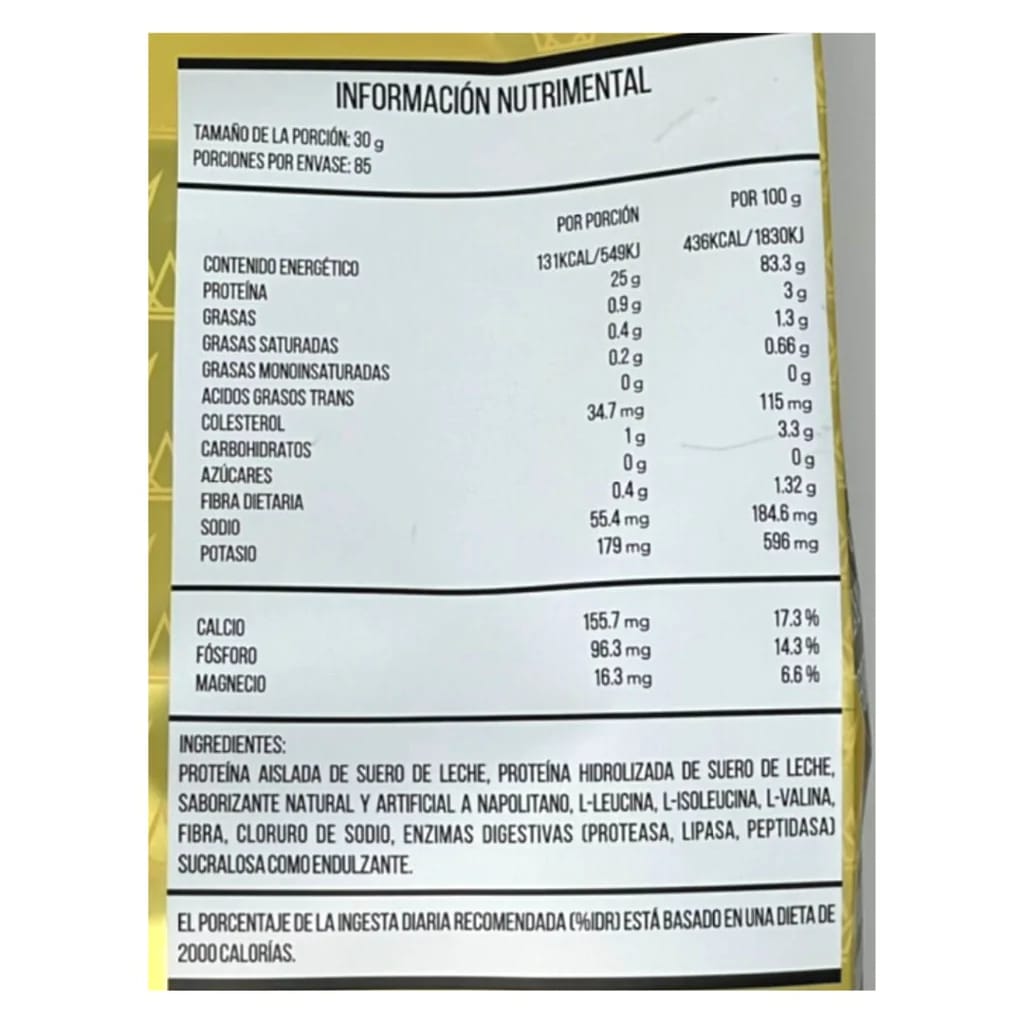 Proteína King Isolate aislado suero de leche 85 serv sabor cereal y vainilla