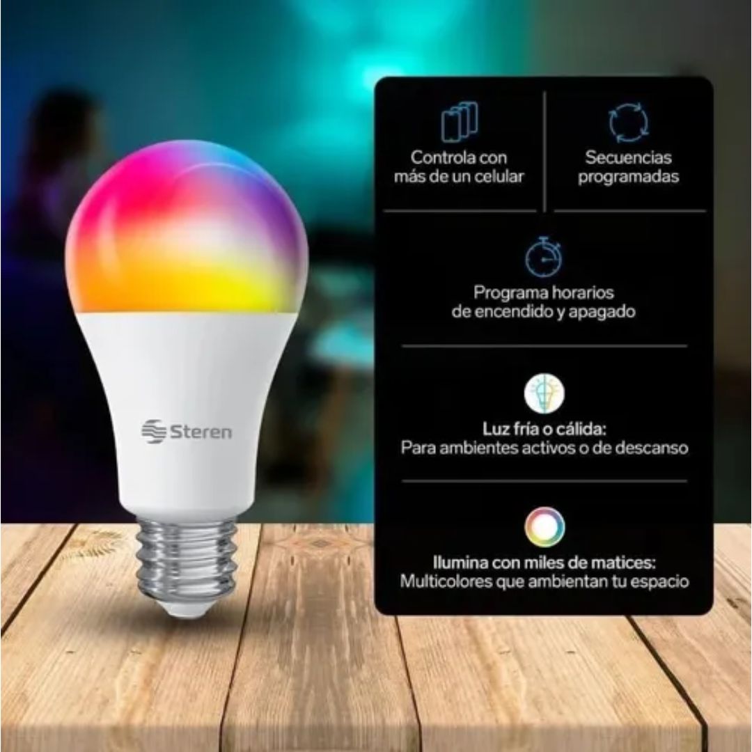 Foco Led Steren 10w Focos Inteligentes Rgb Wifi Bombilla Ale
