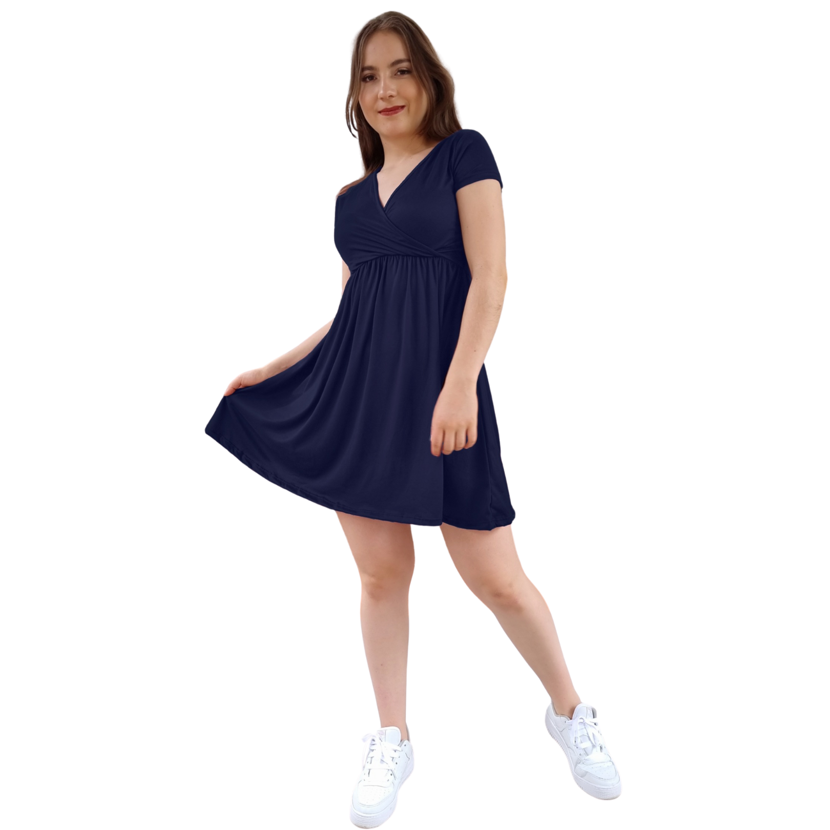 Vestido Venus manga corta escote V holgado moderno curvy