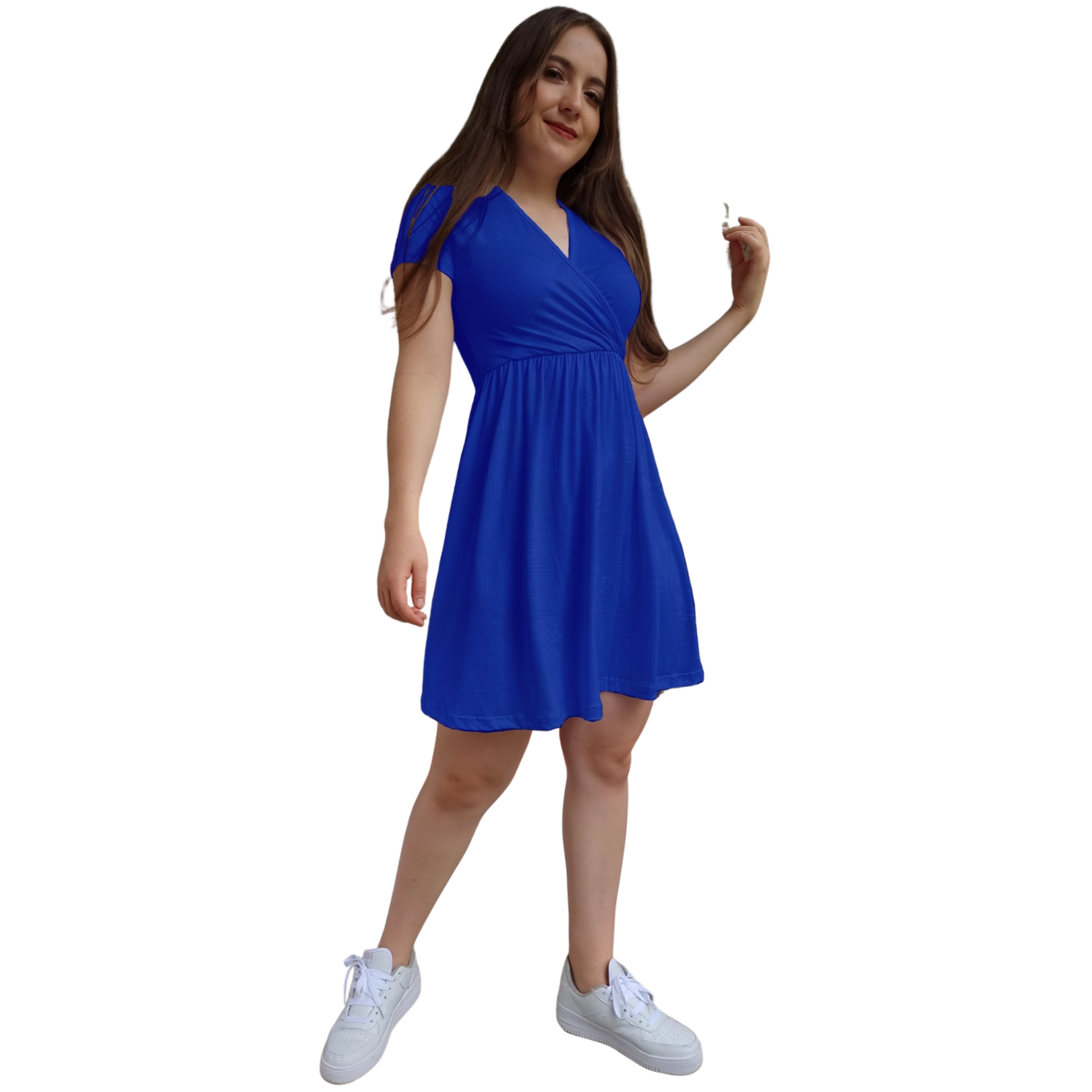 Vestido Venus manga corta escote V holgado moderno curvy