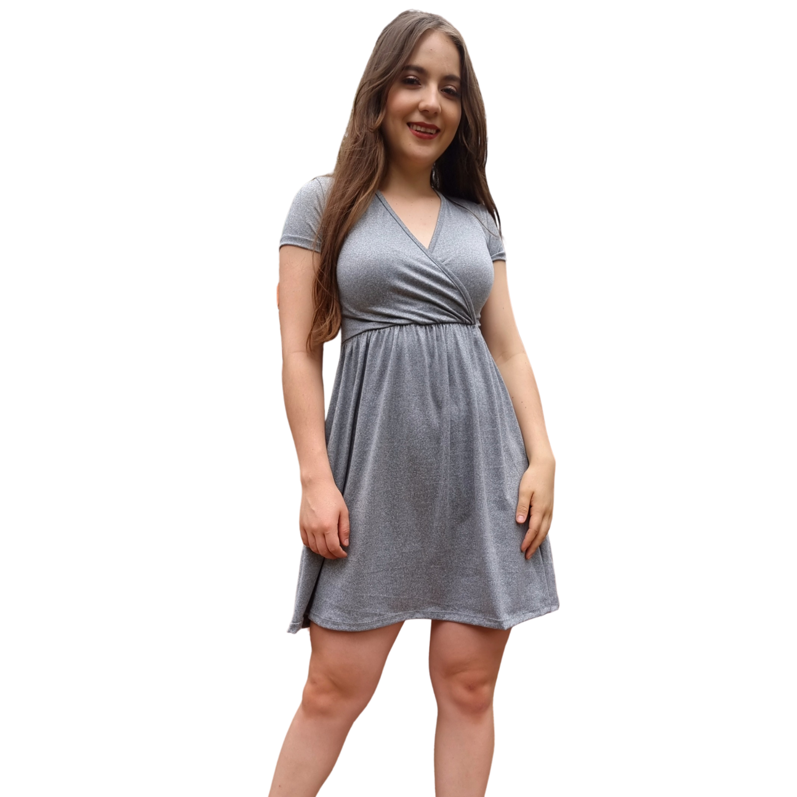 Vestido Venus manga corta escote V holgado moderno curvy