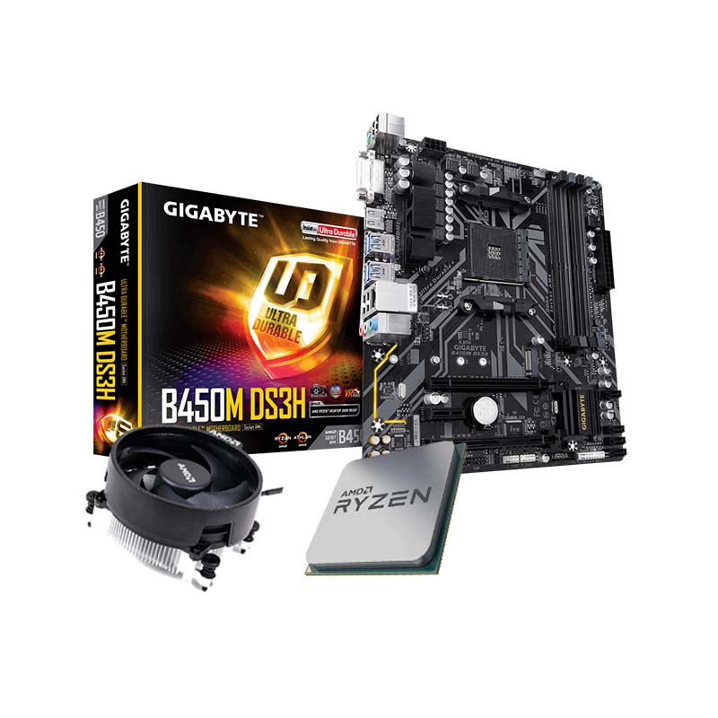 Tarjeta Madre Gigabyte B450M DS3H con Precesador AMD 4650G OEM