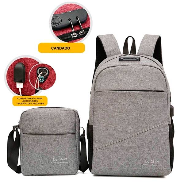 Mochila Antirrobo Incluye Bolsa De Hombro Y Cable Usb