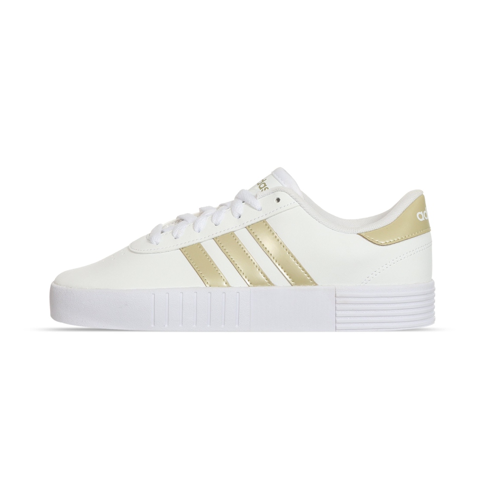 Adidas blanco con store dorado mujer