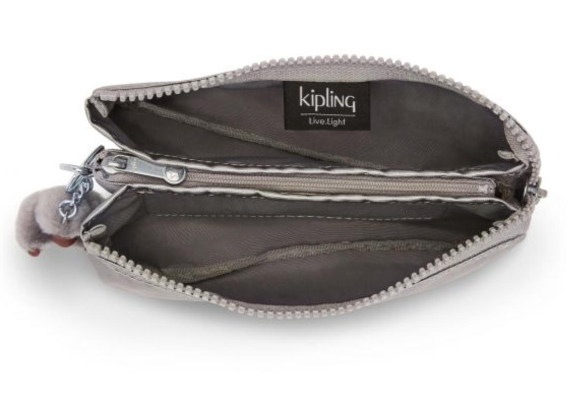 Cosmetiquera Kipling color plateada