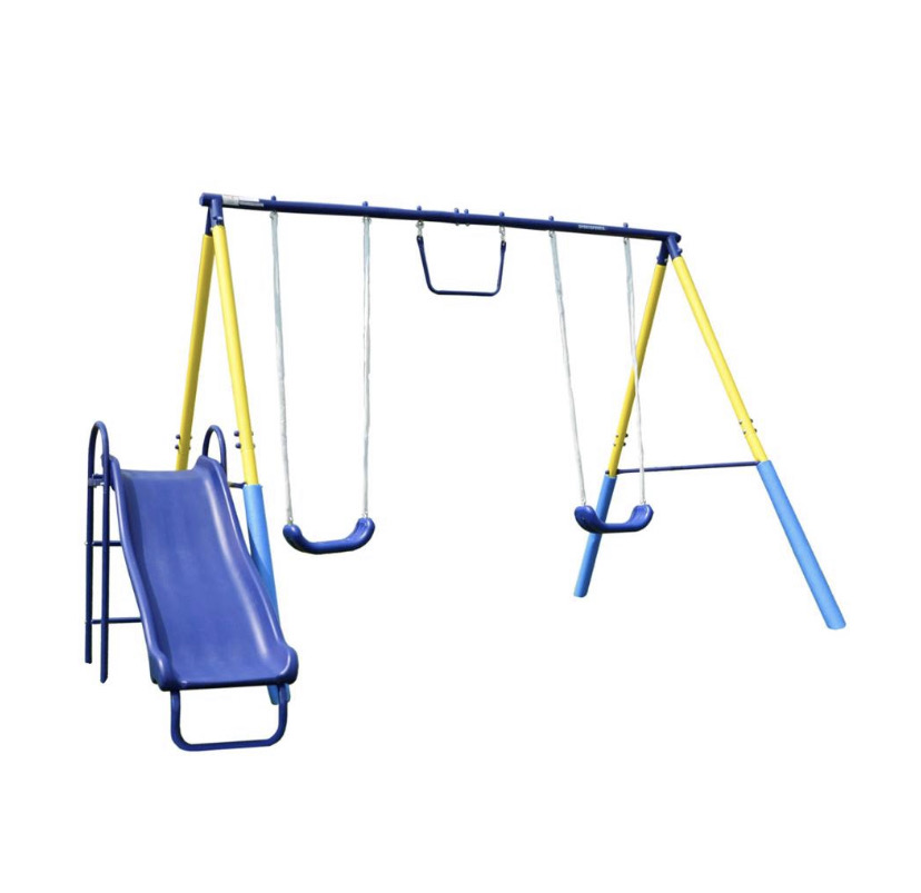 Juego Para Niños, Set De 2 Columpios Trapecio Y Resbaladilla Sport Power