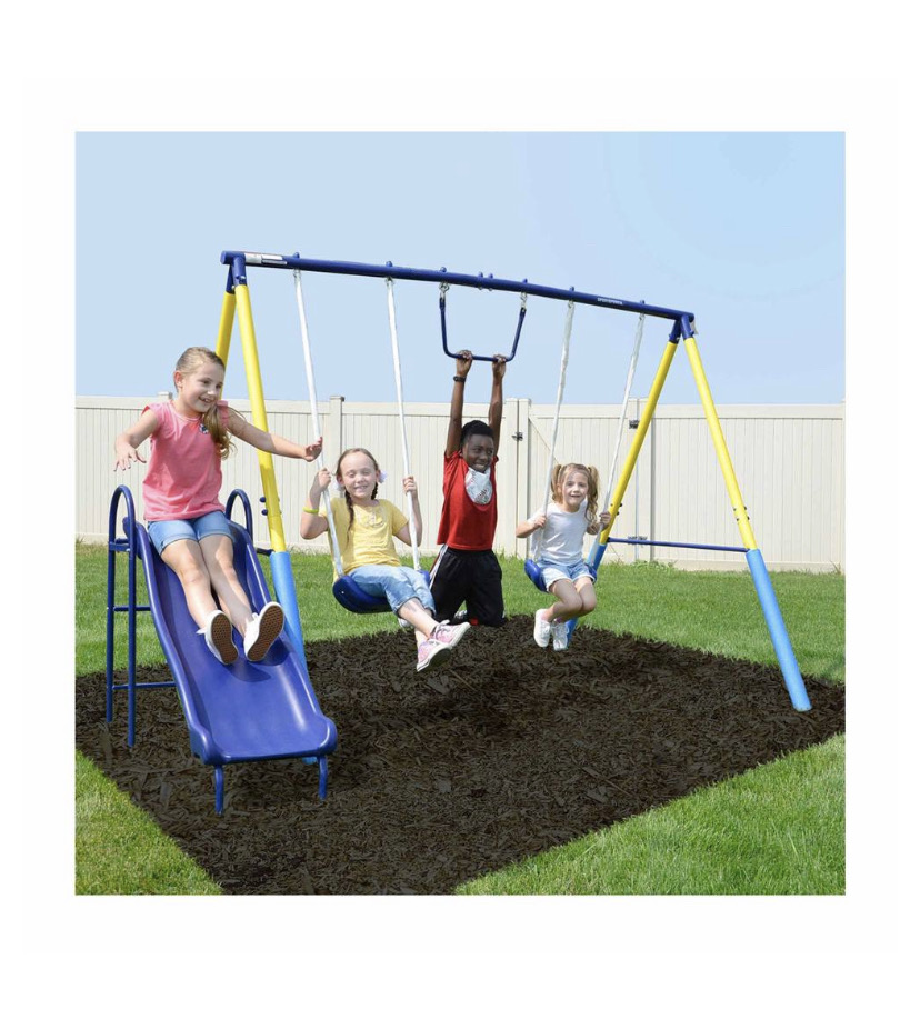 Juego Para Niños, Set De 2 Columpios Trapecio Y Resbaladilla Sport Power