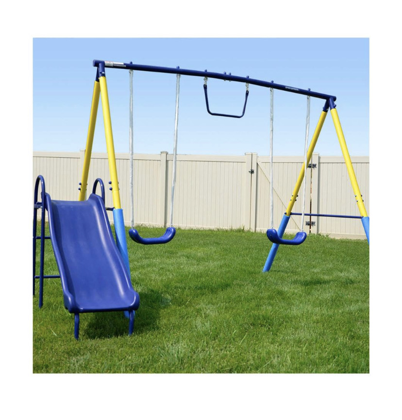 Juego Para Niños, Set De 2 Columpios Trapecio Y Resbaladilla Sport Power